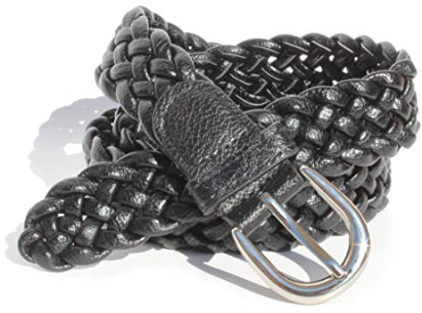 glomy * Geflochtener Gürtel für Damen und Mädchen, handgewebter Gürtel für Hosen oder über Kleid aus Halbleder, Schwarz , Einheitsgröße