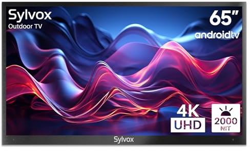 SYLVOX Outdoor TV, 4K UHD 65 Inch Smart TV, IP55 Waterproof 2000 nits Brightness for Full Sun, Outdoor Television for Outside Pool Garden, Android OS with Voice Assistant & Screen Cast (Pool Pro)