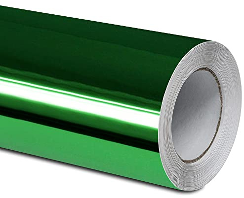 Folindo® Grün Chrom Autofolie (13€/m²) | 100 x 152 cm | Selbstklebende Luftkanal 3D Folie zur Auto Folierung | Blasenfrei