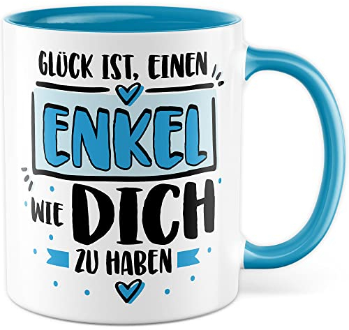 Enkel Tasse mit Spruch Kaffeetasse Großeltern Kakao-Becher Enkelkind Geschenk Geschenkidee Geburtstag Oma Dankeschön Opa Familie Lieblingsenkel Enkelsohn Enkeltochter Enkelin