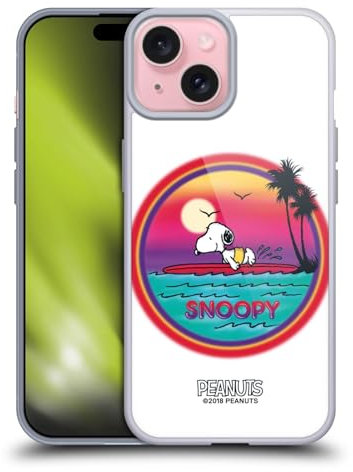 Head Case Designs Offizielle Peanuts Strand Surf Snoopy Plankenweg-Spritzpistole Gelhülle [Militärischer Schutzgrad] Kompatibel Mit Apple iPhone 15 Und Kompatibel Mit MagSafe