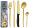 BEWOS Juego de Cubiertos de Oro de 30 Piezas con Cuchillos para Carne, Juego de Cubiertos para 6 Incluye Tenedores y Cucharas, Cubiertos Aptos para Lavavajillas, Acero Inoxidable de Grado Alimenticio