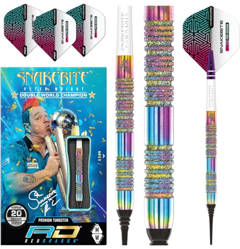 RED DRAGON Peter Snakebite Wright Diamond Fusion Spectron SE 20 Gramm Premium Wolfram Softip Dart Set mit Flüge und Schäften