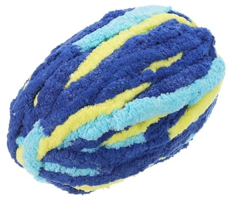 QUARKZMAN Dicke Wolle, 1 Stück 27m x 2cm - Polyester Deckenwolle, handgestrickte DIY dicke Chenille-Wolle zum Häkeln von Decken, Taschen, Schals und Hüten (Gemischtes Gelb Blau)