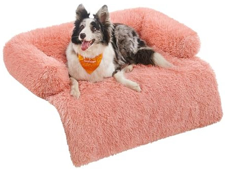 Feandrea FluffyHug Panier pour Chien, Tissu Peluche, Tapis, Couverture de Protection pour Canapé, Taille XL, pour Chiens de Moyenne et Grande Taille, 110 x 95 x 18 cm, Rose PGW223R01