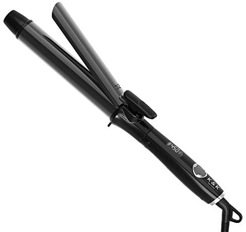 K&K Hair Curling Wand, 32mm Ceramic Titanium Barrel, Digital Display, 50-230°C, 60 Min Auto Shut Off (32mm)