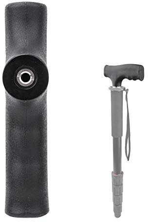 Monopod Handle Adapter Set, Walking Stick Cane Handle Camera Monopod Crutches Universal for 1/4 Inch 3/8 Inch Screw(black)