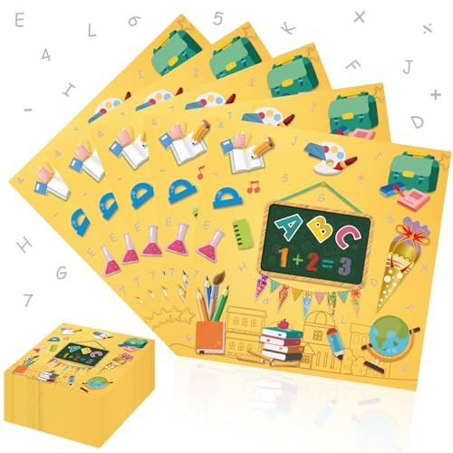 Lets Joy Servietten Schulanfang 2025, 100 Teile Servietten Einschulung Schulanfang, Servietten Erster Schultag, Schulanfang Bunt Servietten, Schulanfang Party Deko für Junge Mädchen 33 x 33cm