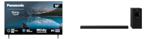 Panasonic TX-50MX800B, 50 Inch 4K Ultra HD LED Smart Fire TV with SC-HTB600EBK Home Theatre Soundbar with Bluetooth and Dolby Atmos