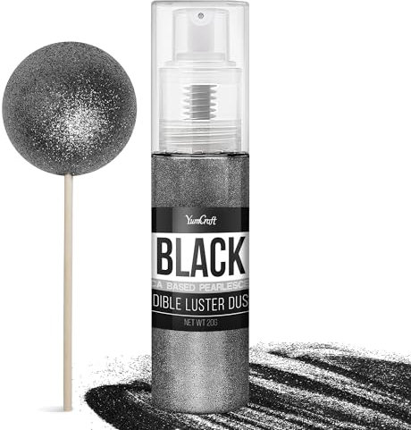 Essbarer Glitzer Spray für Getränke - 20g Lebensmittel Glitzerpulve für Likör, Cocktails, Dekorieren Torten - Geschmacklos Glitzer Pulver Glitzerstaub für Sekt, Wein, Champagner, Backen (Schwarz)