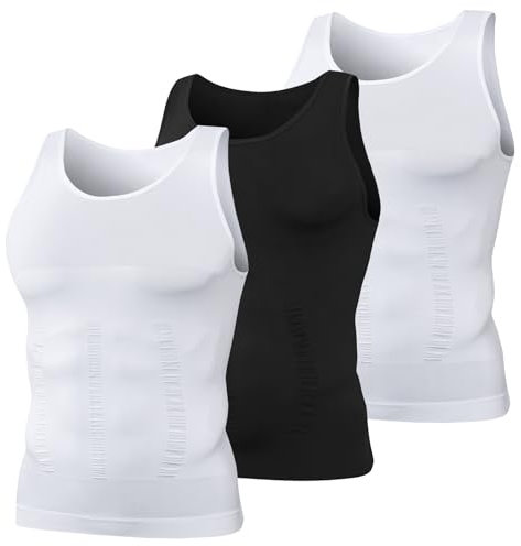 MEETYOO Mens sin Mangas Juego de 3 Piezas Body Shaper Adelgazamiento del Vientre Chaleco térmico de compresión Tank Top Shapewear