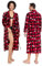 COLORFULLEAF Weihnachts Bademantel für Paare, Flanell Fleece Morgenmantel mit Taschen&Gürtel, Winter Warme Lange Sauna Schlafanzug(Red Plaid Pattern,Damen,XL)