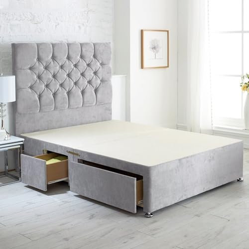 ComfoRest - Stylish 6FT Super King Divan Bed with 2 Drawers | Functional Frame for Organised Homes | Reliable Design for Spacious Bedrooms (Seal Grey Naples)