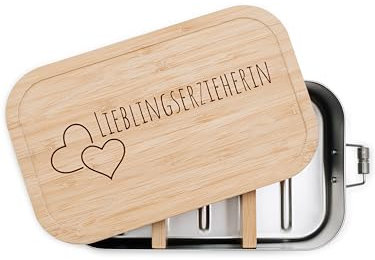 wunderwunsch® - Personalisierte Brotdose für Erzieherin - Robuste und Individuelle Edelstahl Brotdose mit Namen - Personalisierte Geschenke für Kinder (GROSS Edelstahl,Lieblingserzieherin)