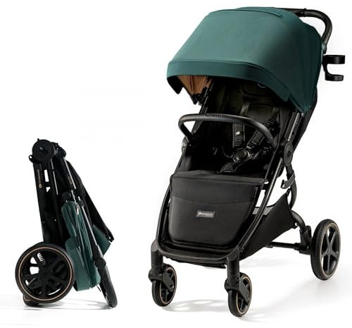 Kinderkraft MITZY Buggy bis 22 kg, Liegebuggy, Kinderwagen, Leicht, Schnell und Einfach Zusammenklappbar, Verstellbare Rückenlehne und Fußstütze, Liegeposition, ideal für Reisen, Grün