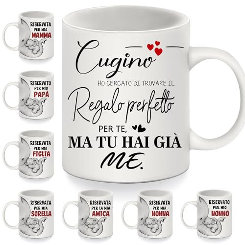 Cugino Ho cercato di trovare il regalo perfetto per te ma tu hai già me Tazza regalo divertente per cugini uomini ragazzi Compleanno laurea regalo di Natale Cugino Tazzine da caffè regalo(cugino)