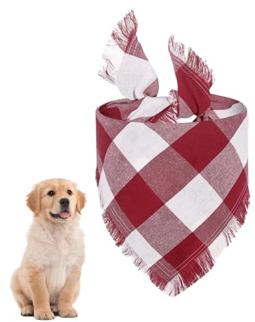 Karierter Hundehalstuch, kariert, Hundehalstuch, atmungsaktiv, kariert, waschbar, dekoratives Hundehalstuch für Zuhause, Meeting, Weinrebe