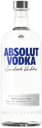 Absolut Vodka, Vodka svedese, Grano e acqua di Ahus, Senza zuccheri aggiunti, 40% Vol., 1 L (Confezione da 6)