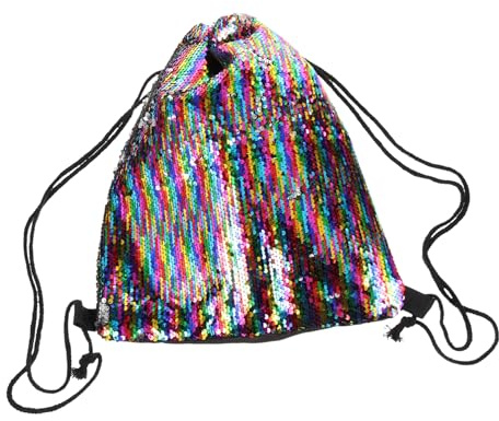 BESPORTBLE Pailletten Rucksack Mit Kordelzug Leichter Sportrucksack Aus Spritzwasserabweisendem Material Modischer Netzbeutel Für Outdoor Und Schwimmsport