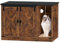 Hzuaneri Katzenschrank, Katzenklo Schrank, Versteckte Katzentoilette Kabinett Möbel mit Katzenglocke, Indoor-Katzenhaus, 80 x 50 x 53 cm, für Flur, Schlafzimmer, Braun und Schwarz CB82401X
