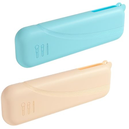 Riceel Reise-Make-up-Pinselhalter, 2 Stück Beauty-Werkzeug-Organizer 215x65x30mm Silikon Kosmetiktasche Portable Reise Make Up Tasche Organizer Weich und Wasserdicht