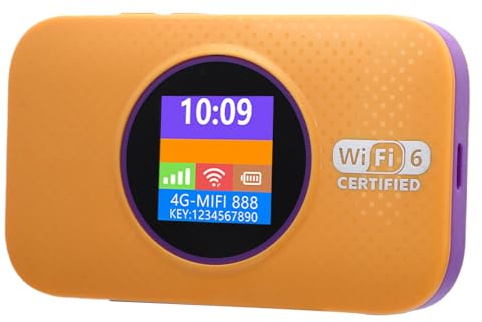 Tosuny Hotspot Mobile 4G LTE, Routeur WiFi Mobile sans Verrouillage WiFi 6 avec Emplacement pour Carte SIM, Haute Vitesse 300 Mbps, 10 Appareils Connectés, Point D'accès WiFi Portable (Orange)