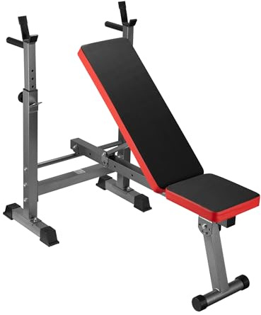 Hantelbank Klappbar bis 230 kg – Multifunktionsbank als Schrägbank & Flachbank mit Verstellbarer Langhantelablage – Trainingsbank für Langhantel & Kurzhantel, Fitnessbank für Zuhause