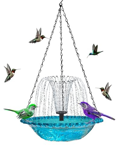 Cascada Solar Fuente Colgante Baño Pájaros, Bañera Colgante Pájaros con Fuente Solar, Bomba Fu-Ente Agua Pájaro Baños, para Balcón, Jardín, Barcos