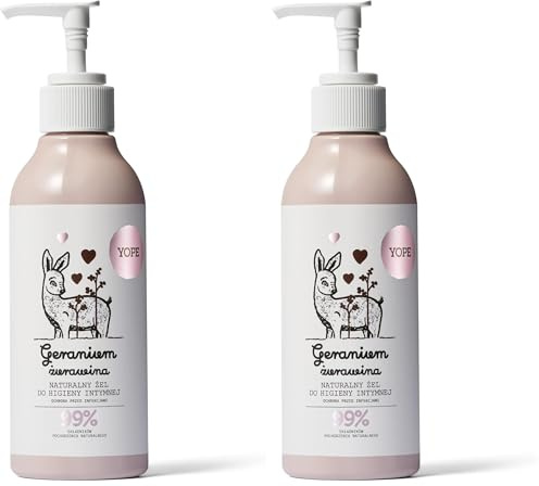 YOPE Natürliches Intimpflegegel Geranium & Preiselbeere (300ml) – Mildes Reinigungsgel für sensible Haut – Beruhigend & Regenerierend – 98% Natürliche Inhaltsstoffe – Vegan & pH-neutral