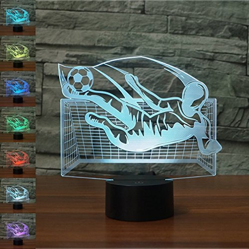 KINGCOO LED Touch Lampe Nachtlicht, 3D Visualisierung Optische Täuschung 7 Farben ändern Schreibtischlampen für Kinderzimmer Home Decoration Geschenk(Football Spielen)