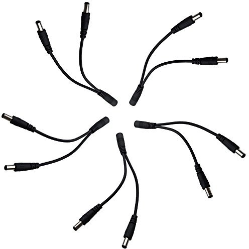 DZYDZR 5 Pack DC Jack 5.5 x 2.1mm Splitter Cable 12V Plug 1 Female to 2 Male 2 Way Splitter Cable Y Type Copper Wire Black 15cm