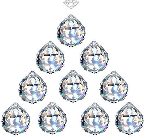 MerryNine Transparente Kristallkugel Prisma Sonnenfänger Regenbogen-Anhänger, hängende Kristalle Prismen für Fenster, für Feng Shui, als Geschenk 1.6/40mm 10Pack farblos