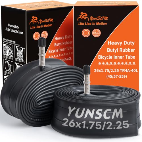 YunSCM 2PCS 45/57-559 Verdickter 26 Zoll Schlauch 26x1.75/1.95/2.125/2.25 TR4A-40L TR Valve Kompatibel 26 Elektrofahrrad/Fahrrad Schlauch 26x1.75 26x1.90 26x1.95 26x2.0 26x2.10 26x2.125 26x2.25