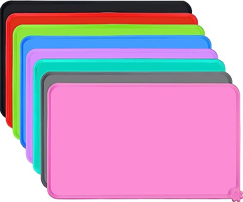 Joytale Silikon-Futtermatte für Hunde, rutschfeste wasserdichte Futtermatte mit erhöhtem Rand für Hunde und Katzen,47 x 30cm, Rosa