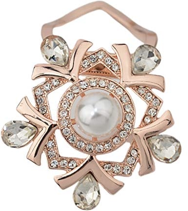 Charm Perlen Strass Tuchclip Tuchspange Schalclip Brosche für Frauen, Party, Bankett, Weiß