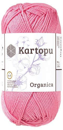 Kartopu Organica 50gr Knaul- Baumwollgarn, – Häkelgarn aus feinster ägyptische Baumwolle (Grundpreis 4,90 für 100gr) (257 pink)