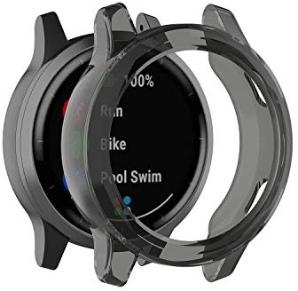 RuenTech Shell kompatibel mit Garmin Vivoactive 4 Schutzhülle Schutzfolie Displayschutzfolie TPU Abdeckung Superdünne Schutz Hülle Displayschutzhülle Zubehör (Schwarz)
