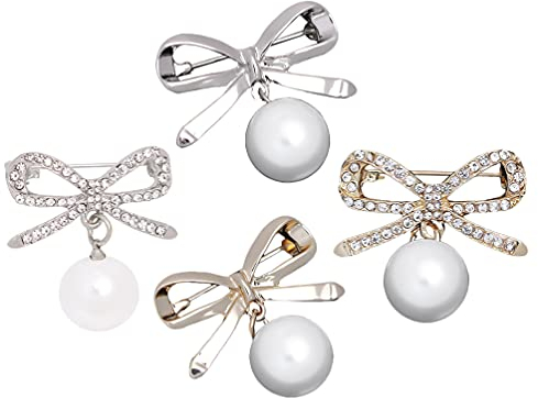 ifundom 4 Pièces Vintage Broches Bowknot Strass Perle Broche Broches Classique Broches Pin Breastpin Décoratif Vêtements Accessoire
