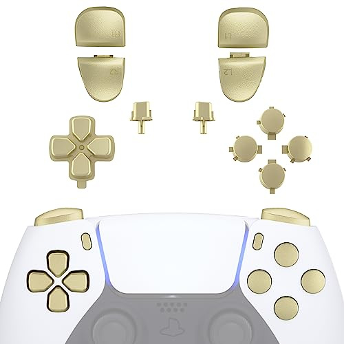 eXtremeRate Boutons Remplacement pour ps5 Manette BDM-030/040/050 | Kit de Boutons Or Champagne Métallique pour ps5 BDM-030/040/050, D-pad R1 R2 L1 L2 Triggers Share Options avec Outils