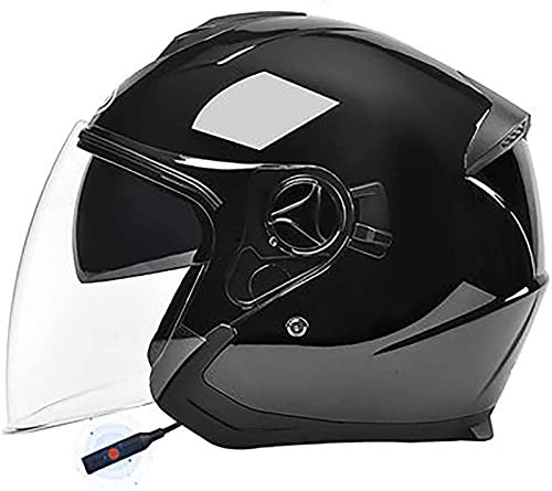 Casco Moto Vintage Bluetooth Open Face Casco Moto Vespa Jet Con Visiera Parasole Cruiser Scooter Mezzo Casco Moto/Caschi Ciclomotore Approvati ECE Per Uomini E Donne Adulti G2,54-59CM