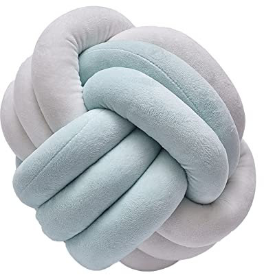 Koomuao Knot Kissen Ø 25 cm Knotenkissen Nordische Wurfkissen Knoten Kugel Kissen Handgemachtes Zierkissen Deko für Sofa, Bett, Kinderbett (Weiß & Grün)