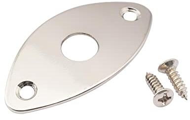Musiclily Pro Steel Curved Oval Jack Plate for Electric Guitar and Bass, Nickel