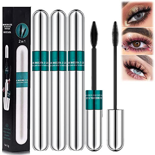 Lash Cosmetics Mascara 4d Silk Fiber Lash Mascara Mascaras 5x Longer Waterproof Long Lasting 2 In 1 Thrive Mascaras for Natural Lengthening and Thickening Effect (3pcs)