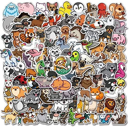 Yeahbo Sticker Kinder Tiere Kawaii 100 Stück Sticker Set Aesthetic Cute Auto Aufkleber für Mädchen, Motorrad, Helme, Laptop, Skateboard, Fahrrad, Scrapbook Stickers for Kids Junge Mädchen