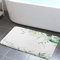 Dongbei Badematte, grüne Blätter, Aquarellpflanzen, Eukalyptus, organisch, grün, botanisch, ästhetisch, Stoff, wasserdicht, Heim, Badezimmer, Schlafzimmer, Küche, Dekor-Teppich, Weiß, Grün