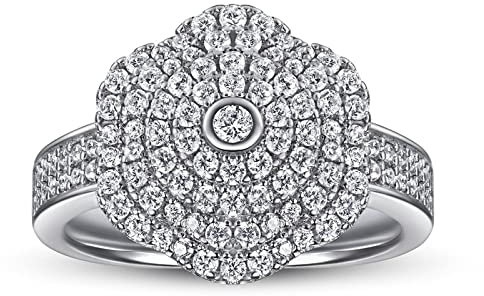 Musihy Ring 925 Damen, Verlobungsringe Blume Silber Ringgröße 54 (17.2)