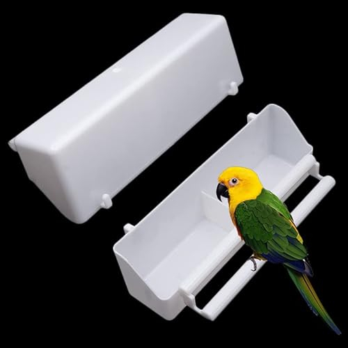 2 Pack Bird Feeder,Bird Waterer Food Feeder, Bird Food Feeder for Cage, Bird Food Bowl Cups,Plastic Food Feeder Cup for Parrots Cockatiel Pigeon Sparrow Bird Cage Bowl