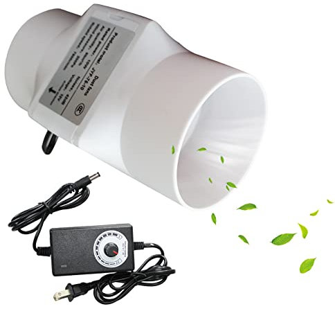 BiiKoon 12v Inline Duct Fan 3inch/75mm 10w Extractor Ventilation Fan 53CFM Hvac Booster Intake Fume Extractor Blower For Vents Grow Tents Basements (Color : Adjustable Speed)