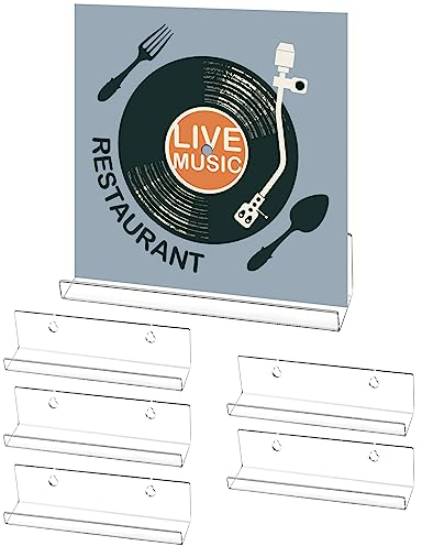 QWORK® 6 Pezzi Porta Dischi Vinile di Acrilico Trasparente, Mensola da Muro per Dischi in Vinile, Foto, Libri, Trucco (18 x 4 x 4 cm)