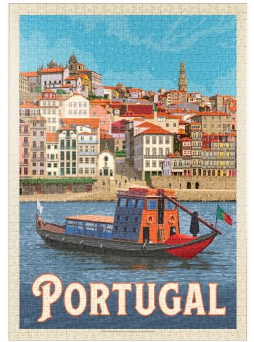 MyPuzzle Portugal: Bezirk Porto, Vintage Poster - Premium 1000 Teile Puzzle - MyPuzzle Sonderkollektion von Anderson Design Group